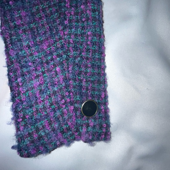 Vintage En Avance Tweed Blue Purple Fitted Blazer Suit Jacket Size 9/10 - Picture 6 of 8